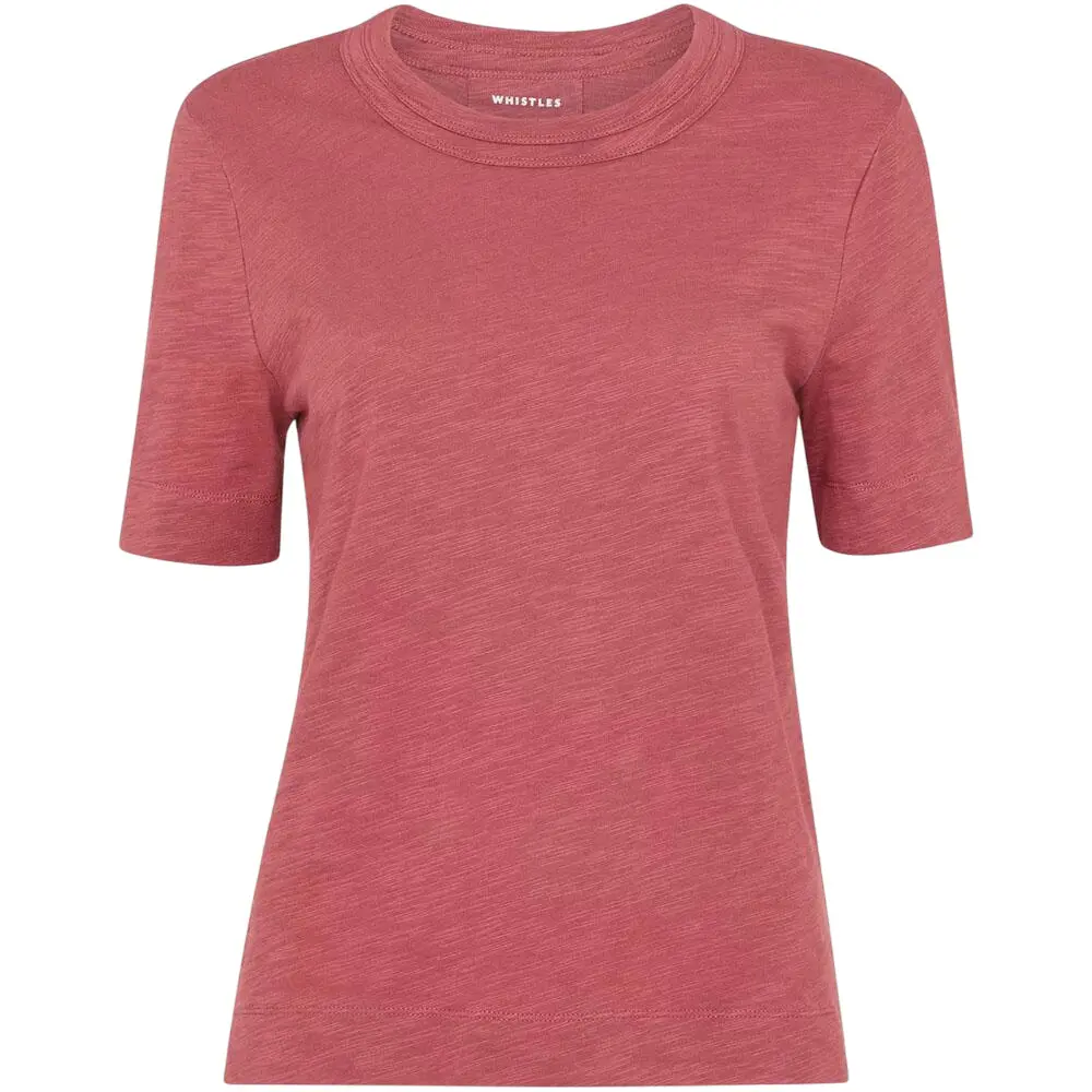 Whistles Dark Pink Rosa Double Trim T Shirt